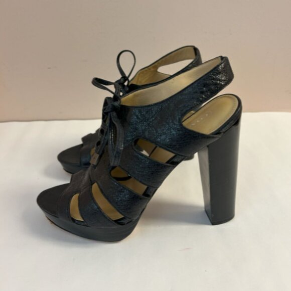 Coach Moreen Caged Lace-up Black Platform Heel - Size 8.5 - Picture 3 of 4